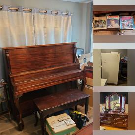 MaxSold Auction: This online auction features furniture such as a wood table set, decorative tables, tool chest, desk and others, 1970s piano, upright freezer, bicycles, rings, tools, guitar, accessories, kitchenware, small kitchen appliances, records, tires, yard tools and much more!