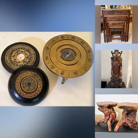 MaxSold Auction: This online auction features Japanese Hakata dolls, Chinese porcelain, vintage compasses, Soapstone Fu dogs, nesting tables, soapstone carvings, brass horse figurine, resin dragon cup, painted vases and much more!