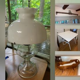 MaxSold Auction: This online auction features sofa bed, vintage hurricane lamps, Spode china, braided rugs, china hutch, small kitchen appliances, TV, ice hooks, stereo components, porch swing, drafting table, power tools, massage table, printer, office supplies, hospital bed and much more!