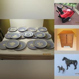 MaxSold Auction: This online auction features a specimen cabinet, jewelry, Tiffany style lamp, Dresden tea cups, antique chair, DVDs, mini fridge, brassware, MCM coasters, lamps, pottery, garden tools, Troy Bilt snowblower, Nikon camera, Royal Copenhagen, Wedgwood, Lenox and other china, sterling silverware and much more!