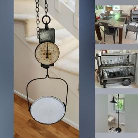 MaxSold Auction: This online auction features furniture such as a Restoration Hardware bar cart, wicker chairs, cast aluminum patio set, wicker table set, school desk, dining table, bookcase, wood bench and others, apple picking ladders, clothing, shoes, antique fireplace accessories, antique mirrors, stuffed animals, Krautheim china, Byers Choice carolers, sports memorabilia, Rae Dunn items, seasonal decor, garden items, pet gates, antique books, china, antique birdcage, art supplies, antique sled and much more!