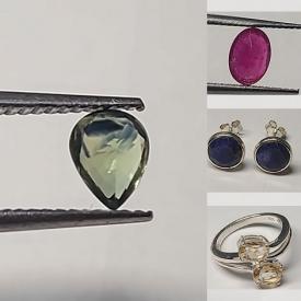 MaxSold Auction: This online auction features loose gemstones such as opals, sapphires, tanzanites, tourmalines, opals, moonstones, amethyst, topaz, cinnabar, and sapphire earrings, citrine silver ring and much more!