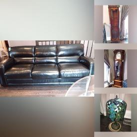 MaxSold Auction: This online auction features furniture such as cabinets, dresser, sofa, tables, chairs, buffet, desk, bedframe, china cabinet, media unit, curio cabinet and others, wall art, grandfather clock, electronics, vases, decor, nativity set, linens, clocks, crystalware, mirrored balls, Royal Albert china, lighting fixtures, decorative plates, wall decor and much more!