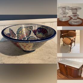 MaxSold Auction: This online auction features Royal Doulton china, vintage Pyrex, framed original art, cut glassware, furniture such as MCM teak chair, harvest table, antique stool, and gaming chair, local pottery and much more!
