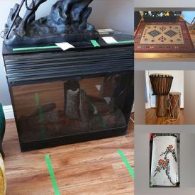 MaxSold Auction: This online auction features women’s clothing, shoes, & boots, tea sets, Asian artwork, stoneware, electric fireplace, TV, office supplies, printer, wicker chairs, art pottery, craft supplies, area rug, futon, bongo drums and much more!