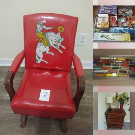 MaxSold Auction: This online auction features Ho scale trains, CDs, LP records, DVDs, furniture such as Bassett nightstand, antique child’s rocking chair, wood entertainment center and end tables, signed artwork, NIB faucets, vintage toys, Limoges and much more!