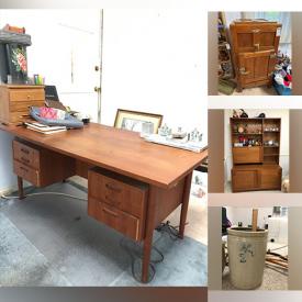 MaxSold Auction: This online auction features Limoges, Wedgwood, Longaberger, vinyl records, furniture such as bookcases, vintage secretary, MCM bar, armchairs, wooden desks, and antique ice box, books, lamps, glassware, Christmas decor, hand tools, Weber grill and much more!