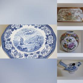 MaxSold Auction: This online auction features Jingdezhen porcelain, Wedgwood dishware, ginger jar, teacups, porcelain square plates, Chinese vase, Russian dolls, Royal Staffordshire bowls and much more!