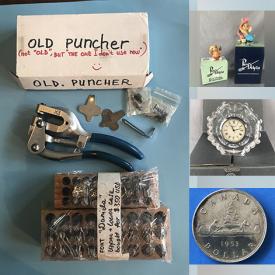 MaxSold Auction: This online auction features silver dollar coins, Waterford crystal, kitchenware, lamps, Lego, costume jewelry, record albums, framed artwork, vintage stamps, jewelry making supplies, CDs, DVDs and much more!