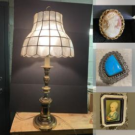 MaxSold Auction: This online auction features signed art, vintage brass Art Neuvo vanity mirror, cookie jar, Art Deco vases, sterling silver jewelry, gold jewelry, cameo brooches, gemstone jewelry, and much more!