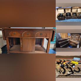 MaxSold Auction: This online auction features furniture such as octagonal side tables, tea cart, dresser and others, books, records, antique chandelier, decor, kitchenware, weights, dehumidifier, tools, rugs, golf clubs, underwater camera equipment and much more!