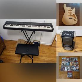 MaxSold Auction: This online auction features hand tools, comics, ball caps, karaoke machine, sports & non-sports cards, watch, video games, clarinet, digital piano, guitar body and much more!