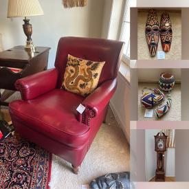 MaxSold Auction: This online auction features sleeper sofa, leather furniture, wooden tribal masks, African beaded items, area rugs, African instruments, decanters, office supplies, Heritage Village collectibles, printer, grandfather clock, fitness gear, small kitchen appliances, sewing machine, horse brasses, baby grand piano, hanging lamps and much more!