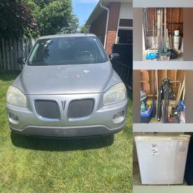 MaxSold Auction: This online auction features a 2008 Pontiac Montana minivan, furniture such as a tool chest, cabinets, tables, chairs, china cabinet, organizer shelf, kitchen table set and others, contracting supplies, Husqvarna ride on lawmower, Toro snowblowers, mini fridge, garden tools, decorative plates, electronics, vinyl records, china, slot machine toy, wall art, tools, camping supplies, wine making supplies and much more!
