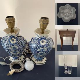 MaxSold Auction: This online auction features Delft lamps, enamelled plates, Indigenous plates, Haitian wood mask, art glass, antique carved wood chair, vintage ashtrays, coffee table books, oriental rugs, adjustable bed, CDs and much more!