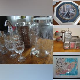 MaxSold Auction: This online auction features collector plates, depression glass, area rug & runner, lead glass pendant light, Eastlake parlour chair, cookie jar, room divider, fabric, vacuum, BBQ grill, antique trunk, and much more!