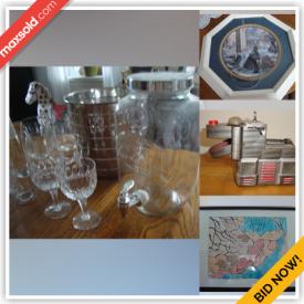 MaxSold Auction: This online auction features collector plates, depression glass, area rug & runner, lead glass pendant light, Eastlake parlour chair, cookie jar, room divider, fabric, vacuum, BBQ grill, antique trunk, and much more!