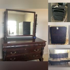 MaxSold Auction: This online auction features Lenox, Christmas decor, vintage artwork, furniture such as antique dresser, wooden wardrobe, glass top table, and futon, luggage, 28” Samsung TV, area rugs, lamps, tools, kitchenware and much more!