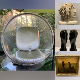 MaxSold Auction: This auction features Vintage FICKS REED, an Original oil painting, a Jade bangle in a fitted case, a Large original sculpture of a male head, a Pair of large vintage Punk busts, an Extra large detailed sculpture, a Vintage Florentine table with spiral legs, Pair of vintage Asian lamps and much more!