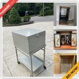 MaxSold Auction: This online auction includes wall art, crystal dishware, antique piano, furniture such as mahogany side tables, armchairs, rosewood dining table, audio cabinets, shelving units, and dressers, new Hamilton Beach grill, stereo speakers, exercise equipment, new bidet toilet seat, new folding chairs, area rugs and much more!