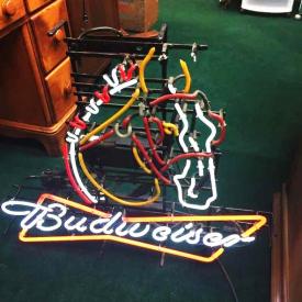 MaxSold Auction: This online auction features Budweiser Neon Horse Sign, Old Wooden Chest, Old Metal Locker, Roadmaster Wagon, Vintage Dough Box, Wood Cupboard, bikes, Lemond Revmaster Stairmaster Bike, Large Plywood Chest, Bronze Made in India Kettle and much more!