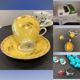 MaxSold Auction: This online auction features perfume bottles, teacup/saucer sets, vintage leather carafes, sports trading cards, vintage tins, video game systems, vintage Pyrex, seed pearls, vintage jewelry, amber jewelry, turquoise jewelry, costume jewelry, Toby mugs, Royal Doulton figurines and much more!!