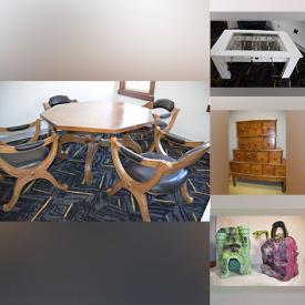 MaxSold Auction: This online auction features trading cards such as Score hockey cards, Magic the Gathering, Pokémon and Yugi-Oh, framed artwork, furniture such as antique chair, glass tables, and Drexel MCM dining table with chairs, foosball table, vintage Fisher Price toys, vintage advertising and much more!