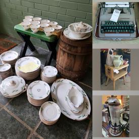 MaxSold Auction: This online auction includes fine china, vintage hand tools, Panasonic speakers, furniture such as vintage table, rocking chairs, nightstands, and MCM side table, vintage cameras, vintage toys, lamps, ceramics, small kitchen appliances, and more!