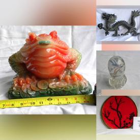 MaxSold Auction: This online auction features art glass, Chinese dragon, ceramic fountains, calligraphy sets, brass figurines, decorative eggs, crystal decanter, Oriental cloisonne, TV, collector stamps and much more!