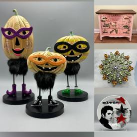 MaxSold Auction: This online auction features elephant head wall decor, vintage piano keys assembly, vintage Pierrot clown, pearl necklaces, modern metal vase, vintage jewelry, Halloween decoration, art pottery, Japanese pashmina, vintage collector plates, milk glass, golf clubs, stained glass & metal candle holder, vintage red rose figurines, Monster High dolls, BMP, leather fabric, teacup/saucer sets, vintage books, mannequins, Lalaloopsy dolls, vinyl records, and much, much, more!!