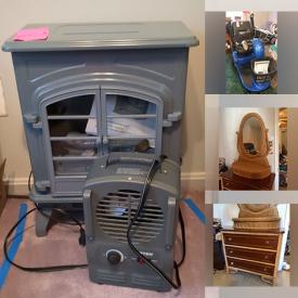 MaxSold Auction: This online auction includes furniture such as dressers, chairs, side tables, cubby shelf, file cabinet, computer armoire, shelving units, couch and others, chest freezer, kitchenware, small kitchen appliances, cleaning supplies and equipment, yard tools, lamps, figurines and other decor, wall art, books, board games, electronics, rugs, office supplies, wicker mirror, clothing, accessories, linens, seasonal decor and much more!