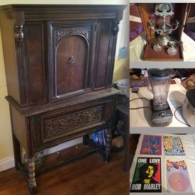 MaxSold Auction: This online auction features rock posters, air compressor, antique hutch, Bunnykins, small kitchen appliances, decanters, art glass, vintage easy chairs, cedar chest, coins, office supplies, vinyl records, stamps, video game systems, printers, portable AC unit,  and much more!!