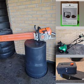 MaxSold Auction: This online auction features chain saws, vinyl records, acoustic cloth, earbuds, rims & tires, Apple watches, table saw, snow blower, speaker boxes  and much more!!