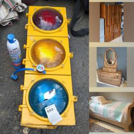 MaxSold Auction: This online auction includes furniture such as a wood wardrobe, folding chairs, metal bench, Broyhill sofa, nightstand, dresser, bedframe, secretary, cabinets and others, display street light, Wii and accessories, Sonic TV and other electronics, servingware, bags, media, lamps, rugs, plastic Tuff Stuff 110 gal tub, slebs, mini bike, yard tools, seasonal decor, Peavey guitar amp, chandelier and more!