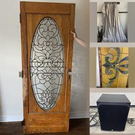MaxSold Auction: This online auction includes furniture such as an expandable wood table, bar stools and others, stained glass, doors, sconces, brass light fixtures, vanity lights, miniature cars, vases, pottery, Webster’s dictionary, skis and other sports equipment, wall art, tiki masks, kitchenware, board games, curtains and more!