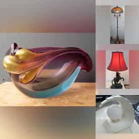 MaxSold Auction: This online auction includes a metronome, vinyl records, antique figurines, planters, miniature porcelain shoes, canoe wall shelf, wall art, Murano aventurine bowl, vintage Donald Duck lamp, antique art glass, porcelain teacups, Wedgwood, vases, globe lamp, uplight, art glass, African Djembe, Barovier Toso bowl, Adamie Putugu carving and more!