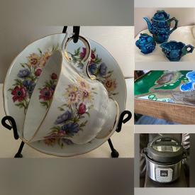 MaxSold Auction: This online auction includes sterling silver jewelry, collectors plates, Paragon, Queen Anne and Royal Albert china, carnival glass, Blue Mountain pottery, kitchenware, framed artwork, furniture such as table lamps, leather reclining loveseat, antique dresser, reclining couch and much more!