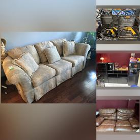 MaxSold Auction: This online auction includes 49” Phillips TV, furniture such as upholstered loveseat, electric reclining couch, console table, cabinets and wood dressers, women’s clothing, Xbox games, CDs, Ryobi tile saw, Dell laptop, lamps, yard tools, and much more!