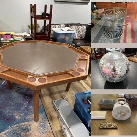 MaxSold Auction: This online auction features bar stools, leather couches, vintage disco ball, art pottery, jewelry, area rugs, dollhouse, toys, board games,leather jacket, compressor, power tools, pottery wheel, bikes, ping pong table, jewelry armoire, desk, and much more!!