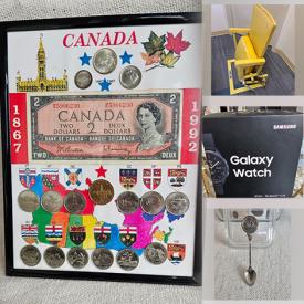 MaxSold Auction: This online auction includes a Maple Leaf Gardens gold section seat, Samsung Galaxy watch, Canadian coins, Mastercraft socket set, tin signs, golf balls, weighted vest, decor and more!