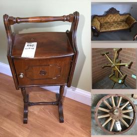 MaxSold Auction: This online auction features area rug, depression glass, Keirstead prints, cranberry glass, oil lamps, teacup/saucer sets, decorative plates, Mary Doyle print, antique washstand, vacuums, vintage bottles, small kitchen appliances, mini-fridge, antique tools, crocks, patio furniture, antique gramophone, chest freezer, Christmas villages, cast iron stove, fishing gear, yard tools, gold jewelry, and much more!