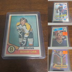 MaxSold Auction: This online auction includes trading cards featuring Wayne Gretzy, Pierre Turgeon, Jeff Hackett, Joe Sakic, Chris Drury, Eric Lindros, Brandon Smith, Alex Ovechkin, Paul Kariya, Todd Harvey, Mike Dunham, Scott Hartnell, Ed Belfour, Steve Yzerman, Brett Hull, Larry Robinson, Bobby Orr and much more!