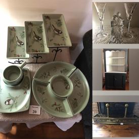 MaxSold Auction: This online auction features TV, collector plates, antique pram, mirrors, Waterford crystal, cameras & accessories, camping gear, snowboard, water toys, antique coal box, electric fireplace, boat, RV, generator, engine lift, car shelter, BBQ, window AC, and much more!!