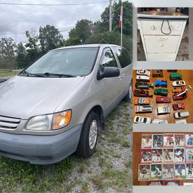 MaxSold Auction: This online auction includes a 2003 Toyota Sienna, books, trading cards, Royal Canadian Mint coins, dinky cars, action figures, LED lights, brass items, Pinwheel crystal, vintage cutlery, Findlay stover door, antique tools, DVS, tins, camping supplies, metal patio chairs, Tonka trucks and other toys, push mowers and other yard tools, seasonal decor and much more!