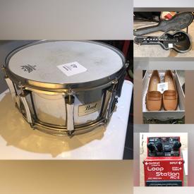 MaxSold Auction: This online auction features ladies shoes, sound system, electric guitars, dog crate, comics, music pedals, drone, snare drum, generator, BBQ grill,  TV console, sun shelter, Legos, sports apparel, vinyl records, skateboards, mountain bikes, and much, much, more!!!