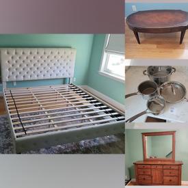 MaxSold Auction: This online auction includes furniture such as a coffee table, oval kitchen table, kitchen chairs, bedframes, dresser, swivel desk chair, side table, sideboard and others, lamps, kitchenware, runner rugs, board games, mirror and more!
