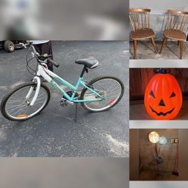 MaxSold Auction: This online auction includes Hot Wheels, MCM lights, furniture such as folding tables, handmade wooden tables, retro chairs and wooden bench, bicycles, NIB garment station, vintage wagons, hand tools, sports equipment, power tools, plant stands and much more!