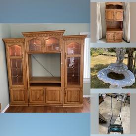 MaxSold Auction: This online auction includes furniture such as tall bookcases, printer shelf, office desk, bedframes, folding table, antique chest, 2 piece cabinet, oak entertainment center and others, Tupperware, copperware, pottery, small kitchen appliances, snow skis, baskets, bike, oil lamps, books, cement fountain and much more!