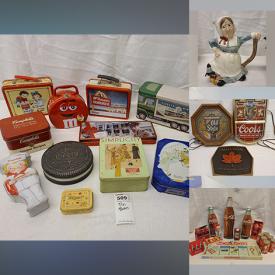 MaxSold Auction: This online auction includes Lenox, Haviland, vintage advertising, vintage lighting, glassware, vintage ceramics, home decor, kitchenware, holiday decor, Coca-Cola memorabilia, craft supplies, Bernina sewing machine, framed art, vintage toys, MCM end tables, and much more!