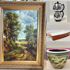 MaxSold Auction: This online auction includes art pottery, vintage silverware, MCM kitchenware, Coalport china, framed artwork, record albums, Onkyo stereo components, Chinese mahogany dining chairs, signed celebrity promotional photos and much more!